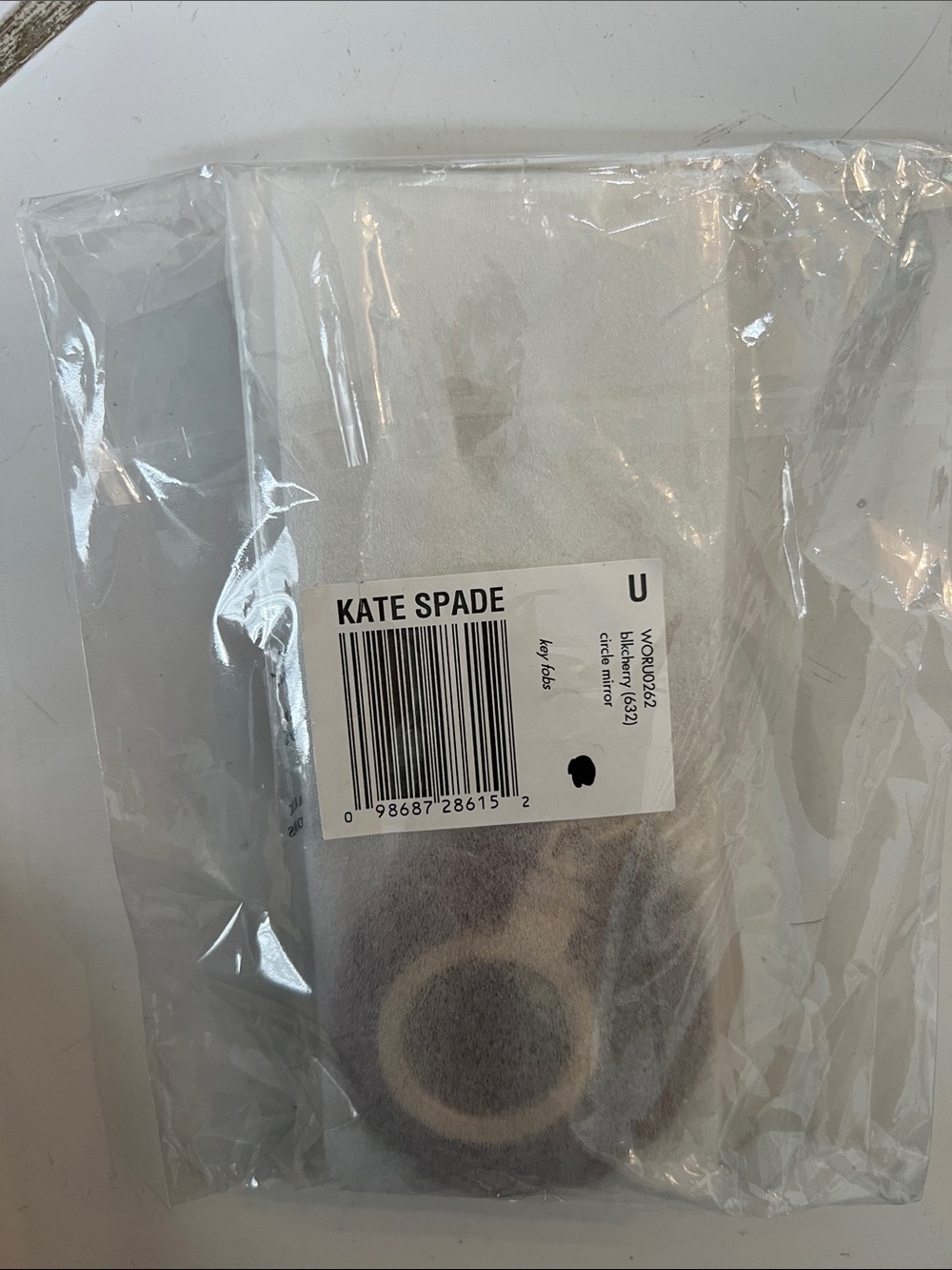 kate spade Burgundy Round Leather Keyring mirror. - Picture 4 of 8